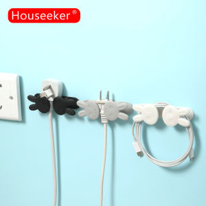 Houseeker Winding Hook Clips Cartoon Fixing Clamp for Power Cord Plug Wire Cable Organizer Holder Kitchen Home Appliance Plug Organizer