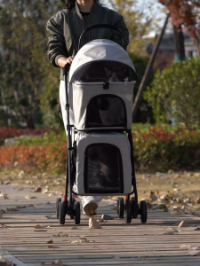 รถเข็นสัตว์เลี้ยง2ชั้น พื้นที่กว้างขวาง โครงเหล็กคุณภาพสูง ระบายอากาศดี รถเข็นแมว รถเข็นสุนัขพับได้ รถเข็นสุนัข รถเข็นสั