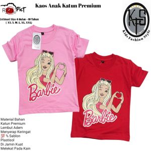KFS 35 Atasan Baju Kaos Anak Perempuan Barbie Merah 1-10 Tahun