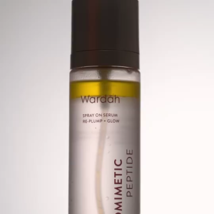 Wardah Biomimetic Peptide Re-Plump Glow Spray Serum Mist Dual-Use Formula | Collagen Boost Fine Line Softening Dry Skin Deep Hydrate Dull Yellow Tone Lift Portable On-The-Go Radiance Boost for All Skin Types