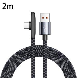 100W Type C Fast Charging 90 Degree Elbow Data Cable Braided Super Charger Mobile Gaming Cord For Phone 1m 1.5m 2m Black