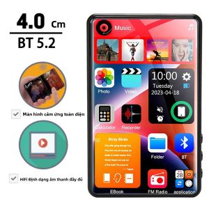 Máy Nghe Nhạc MP3 MP4 AideeMaster HD 16GB Màn Hình Cảm Ứng Đầy Đủ 4.0 Inch Bluetooth 5.2 Máy Nghe Nhạc Có Loa Tích Hợp Đài FM Và Chức Năng Sách Điện Tử