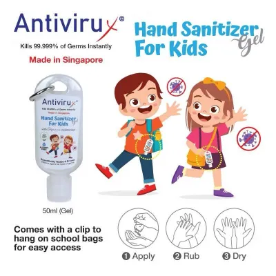 Bundle 3 for $10 Kids Hand Sanitizers (Gel) Non-Alcohol Non-Toxic 99.999% efficacy against all germs instantly