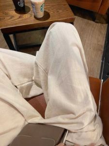 กางเกงขายาวทรงหลวมเอวสูงผ้าลินินสีขาวบางสำหรับผู้หญิง กางเกงขายาวทรงหลวมสบาย ๆ สำหรับฤดูร้อน กางเกงขายาวทรงหลวมยาวถึงพื้น