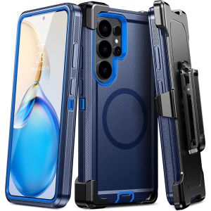 Military Armor Shockproof Phone Cases For Samsung S26 Ultra S24 Plus S23 FE S22 S25 Edge Hard PC+TPU Bracket Back Cover Clip
