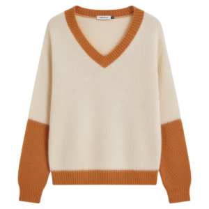 Fashionable V-Neck Long Sleeve Color Block Soft Cozy Womens Knitwear Unique Beautiful Autumn New Arrival Commute Style