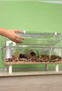 🐹【READY-STOCK】Premium Hamster Cage 62CM Hamster Cage Acrylic Cage with Legs Syrian Small Animal Cage 62厘米仓鼠笼亚克力全透明笼子