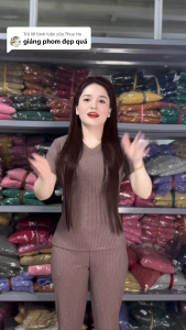 Đồ bộ cổ tim tay ngắn quần baggy Set đồ bộ nữ mặc nhà đồ bộ gân đũa lạnh đồ bộ thun lạnh đồ bộ ủ kem