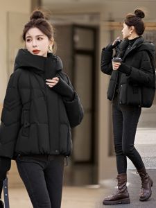 Womens Short Puffer Jacket Thickened Duck down Bread Style Fashionable Winter Coat Windproof Korean Style Straight Cut