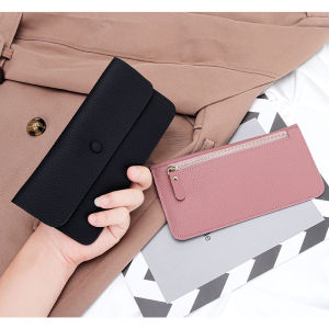 Genuine Leather Long Wallet for Women 2023 New Style Soft Top Layer Cowhide Buckle Closure Integrated Phone Pouch