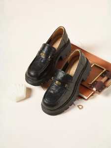 Belle | Thick Heel Elevating Loafer Shoes Leather