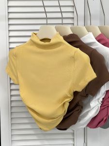 เสื้อยืดโยคะแขนสั้นทรงสลิมฟิตสำหรับผู้หญิง คอกลม ระบายอากาศได้ดี ยืดหยุ่นสูง สำหรับเล่นกีฬาและออกกำลังกาย ฤดูใบไม้ผลิและฤดูร้อน