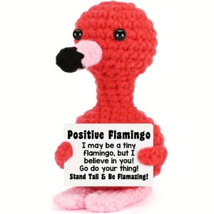 1pc Mini Positive Crochet Flamingo Soft Fabric Home Decor for Christmas Birthdays Parties & Collectible Doll Crochet
