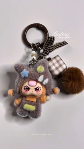 Cute Cartoon Bow Plush Dopamine Hat Cartoon Keychain  Accessories Bag Pendant Gift idea For Friends