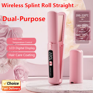 2025 New Wireless Hair Straightener Comb Mini Portable 2 in 1 Curling Iron Ceramic Styling Tool for Travel Home Salon Use