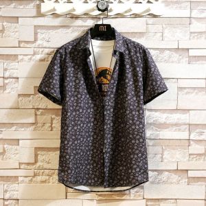 Áo Sơ Mi Nam Tay Ngắn Mùa Hè Mỏng Bằng Lụa Băng in Hoa Dáng Ôm Vừa Vặn Thời Trang Thương Hiệu Quần Áo Nam