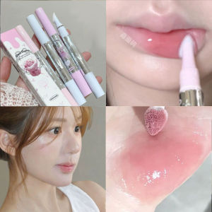 Dorisna Sponge Head Lip Gloss Moisturize Low Saturation Mirror Lip Glaze Lasting Waterproof Lip Plumping Tint Non Stick Cup Makeup
