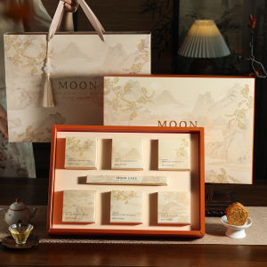 2025 New Moon Cake Packaging Box National Style High End Mid-Autumn Festival Gift Box 6 8 Pieces Ice Skin Flowing Heart Yolk Crisp Empty Box
