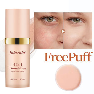 SPF30+Color Changing Foundation 4 in 1 Sun Liquid Moisture Waterproof Nourishes Coverage for All Skin Types Free Puff