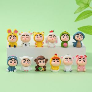 12 Cái/Bộ Anime Crayon Shin-chan nhân vật phim hành động hóa trang động vật chéo Mặc quần áo Mô hình đồ chơi trẻ em Quà tặng