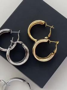 Gold Color Big Hoop Earrings Korean Geometry Vintage Metal Earrings For Women Female Retro Drop Earrings Trend Fashion Jewelry