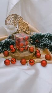 [12 PCS] BOLA NATAL ISI 12 KEMASAN KOTAK MIKA BOLA POHON NATAL 3 CM 4 CM 5 CM MERAH SILVER ROSE GOLD