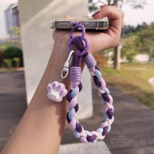 New Premium Pearl Cotton Rope Woven Bracelet Phone Lanyard Outdoor Short Hanging Chain Key Cover for Men And Women