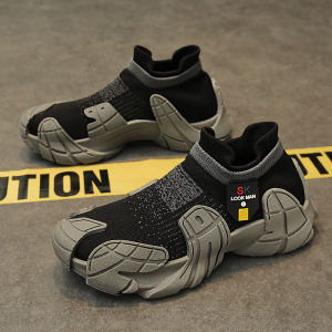 PuTian Coconut Mens Shoes Breathable Thin Mesh Fly Knit Socks Net Shoes Casual Sports Trendy Shoes Summer Low Top Rubber Outsole