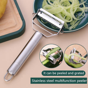 [Same Day Ship] Kitchen Multifunction Vegetable Cutter 4 in 1 Stainless Steel Double Head Multi-Functional Double All Vegetable Cutting Machine for Vegetable And Carrot Cucumber Julienne Pineapple