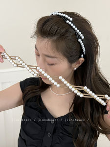 Convenient Foldable Pearl Hairband for Women with Extendable Length 2024 New Style Japanese and Korean Design for Face Washing and Hair Drying Ideal for Travel