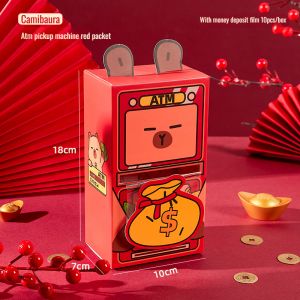 Fun Atm Pull-Out Red Envelope 2025 Snake New Year Money Bag Red Packet Deposit Box 蛇年红包封利是封 蛇年大吉 Chinese New Year Decoration Gift High Definition Patterns money bank ATM pickup machine red packet Smooth pullout 2025 Cute Gold coin