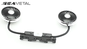 SEAMETAL Dual Head Car Fan Kipas Kereta 360 Degree Rotation Rear Seat Dual Fan USB Rechargeable Air Cooling Fan for Dashboard Backseat Truck
