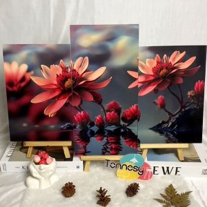 TENNESY Hiasan Dinding Aesthetic Bunga Air 3 Panel Besar Wall Decor Pajangan Kamar Dekorasi Rumah