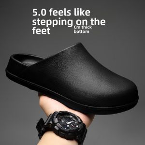 Mens Sandals Summer Outwear Black Waterproof Non Slip Work Chef Shoes Mens Beach Sports Closed-Toe Slippers