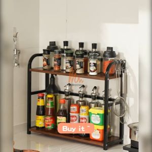 Kitchen Storage Rack Spice Rack Kitchen Rack Rak Rempah Rak Serbaguna bertingkat Rak Dapur Seasoning storage rack Kitchen organizer rack