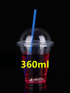 Disposable Cup Thickened Transparent Plastic Cup Drink Cup Milky Tea Cup Juice with Straw and Ball Cover Tape Packing Bag