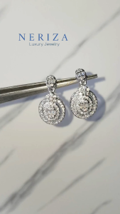 Neriza Jewelry/ ต่างหูระย้าออกงานเพชรสังเคราะห์ ประกายเทียบเท่าเพชรแท้ NE038