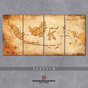 Hiasan dinding kamar aesthetic Poster kayu peta indonesia 1set Wall decor