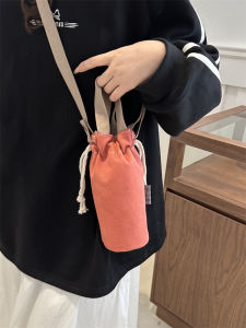 Universal Mens Vertical Canvas Water Cup Sleeve Protection Bag Washable Crossbody Storage Pouch for Outdoor Sports Activities