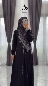 ANJANI DRESS GAMIS SET HIJAB HITAM CERUTY