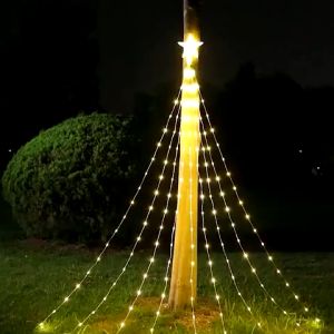 BUYYU LED String Lights Christmas Tree Holiday Lighting Pentagram 220V Waterfall Wedding Party Room 3M