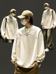 SZON | Hefty Suede Velvet Mens Sweatshirt Long Sleeve T-Shirt