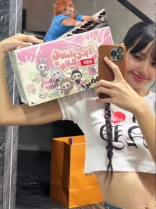 Lisa Short Sweet Summer Cotton T-shirt Korean Style Print Blouse Slim Fit round Neck Short Sleeve Womens Fashion Holiday Wind