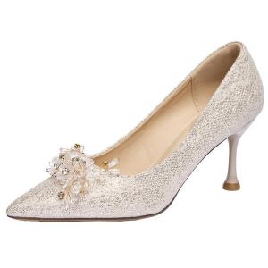 Josiny | Bridal Shoes Champagne Shimmer Pointed High Heel