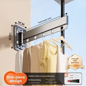 Non-Drilling Telescopic Invisible Folding Clothes Drying Rack