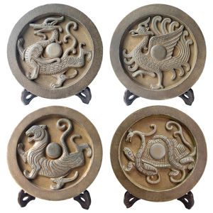 Creative Ceramic Feng Shui Decorations Home Office Desktop Ornaments Chinese Four Gods Ceramics Lucky Wealth Attracting Sculptures