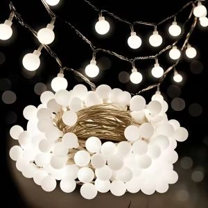 10M Ball LED String Lights Outdoor Ball Chain Lights Garland Lights Bulb Fairy Lights Party Home Wedding Garden Christmas Decor