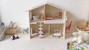 Wooden House Toys With Furniture Wooden Doll House Dollhouse Toy Furniture Rumah Mainan Kayu Anak Patung Besar