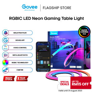 Govee Neon Strip Light 3M 【EU PLUG】 for Desk with Music Sync DIY Lighting Mode LED Light Strip RGB Light Gaming Light
