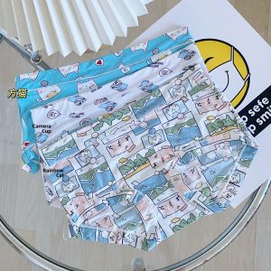 Ice Silk Womens Underwear mid High Waist Sweet Style Thin Elastic Seamless Milk Silk Triangle Pants Summer Youth Cartoon Print